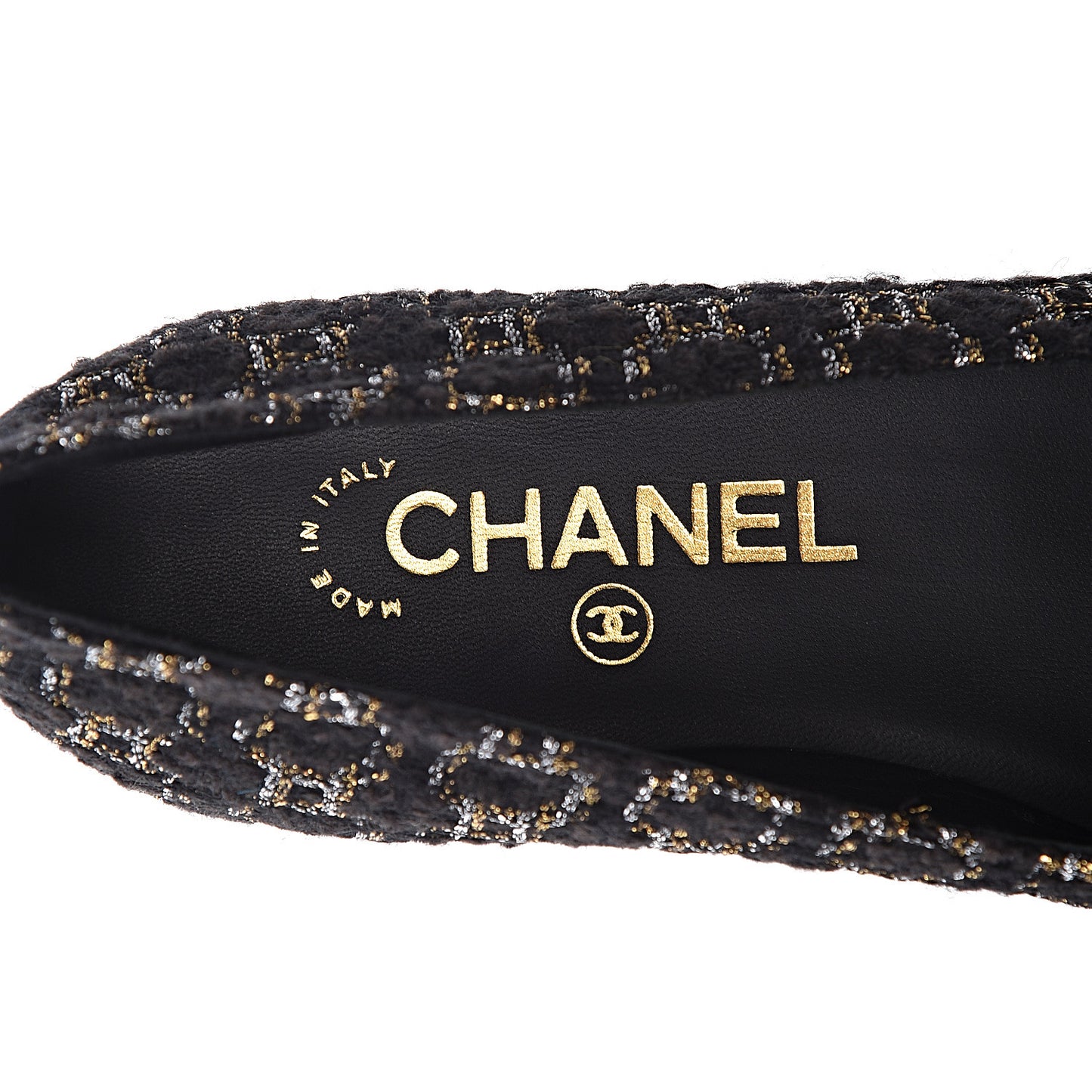 Tweed Cap Toe Ballerina Flats 36 Black