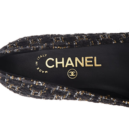 Chanel Tweed Cap Toe Ballerina Flats 36 Black 6 of 8