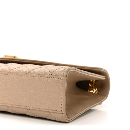 Saint Laurent Grain De Poudre Textured Mixed Matelasse Medium Triquilt Monogram Satchel Dark Beige 9 of 9