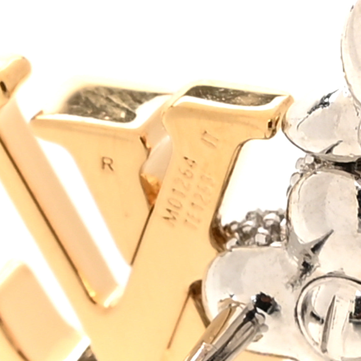Metal Crystal LV Grams Earrings Gold Silver