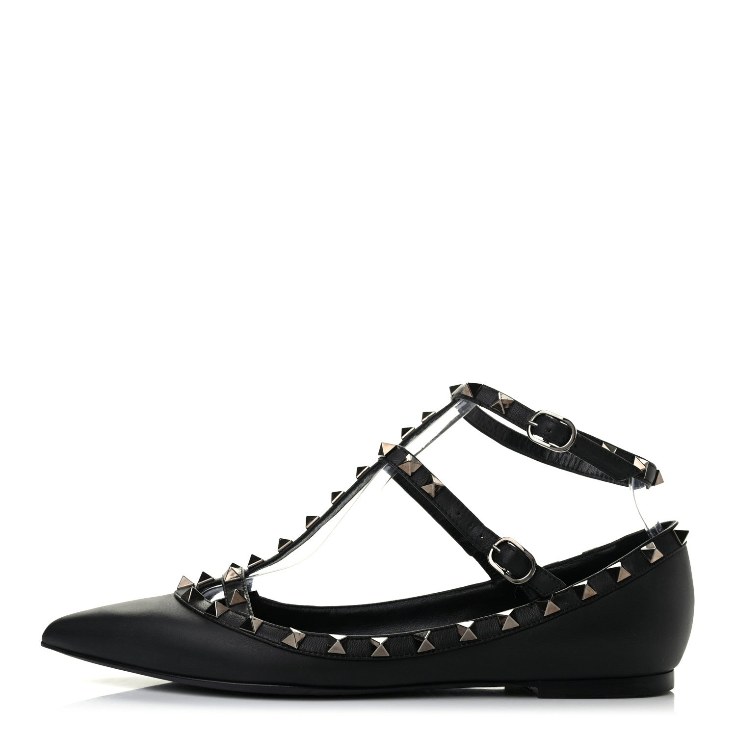 Valentino Garavani Nappa Rockstud Cage Ballerina Flats 39 Black 1 of 8