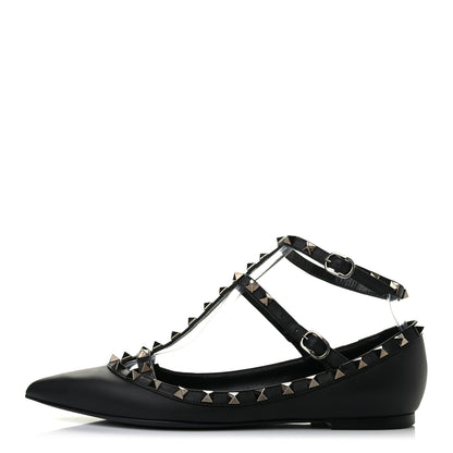 Valentino Garavani Nappa Rockstud Cage Ballerina Flats 39 Black 1 of 8