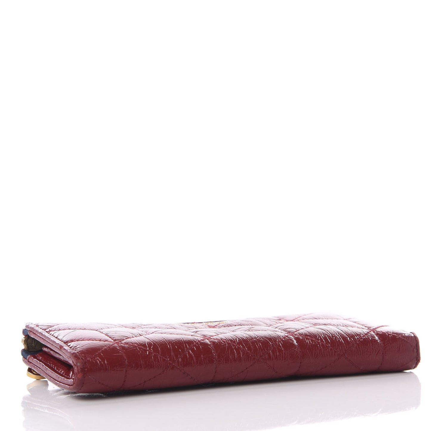 Patent Quilted Zip Around Wallet Burgundy