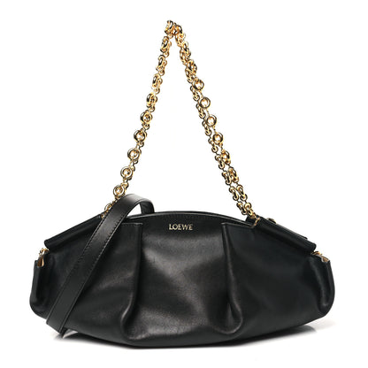 Loewe Shiny Nappa Calfskin Small Paseo Bag With Chain Black 1 of 10