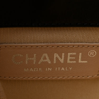 Chanel Calfskin Raffia Small Vanity Case Bag Black Beige 6 of 11