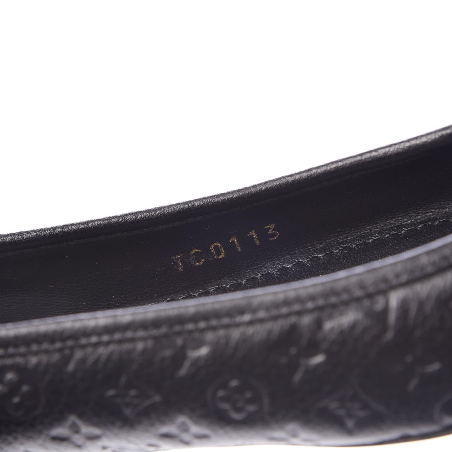 Calfskin Monogram Embossed Debbie Ballerina Flats 38 Black