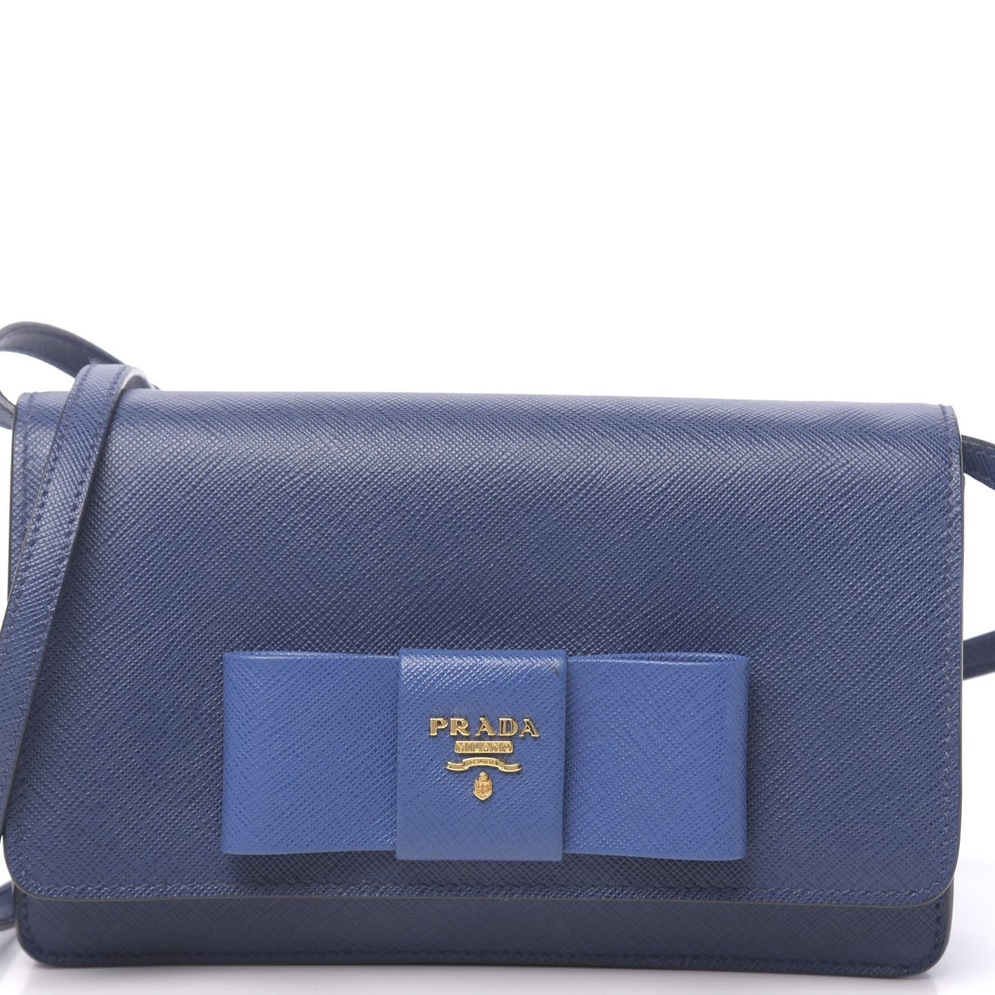 Saffiano Fiocco Bow Flap Wallet Bluette Cobalto