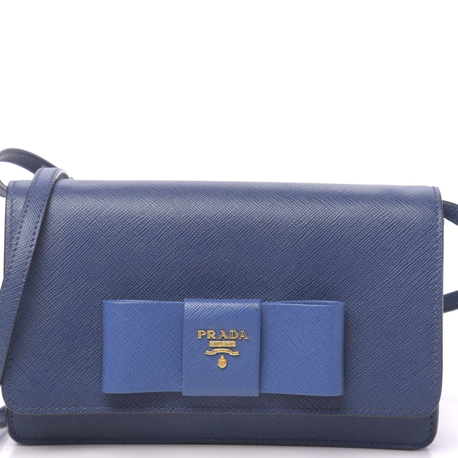 Prada Saffiano Fiocco Bow Flap Wallet Bluette Cobalto 9 of 9