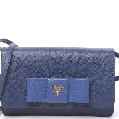 Prada Saffiano Fiocco Bow Flap Wallet Bluette Cobalto 9 of 9