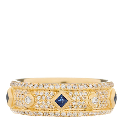 David Yurman 18K Yellow Gold Diamond Blue Sapphire Modern Renaissance Full Pave Ring 55 7.25 3 of 4