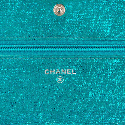 Chanel Metallic Calfskin Wallet on Chain WOC Turquoise 6 of 8