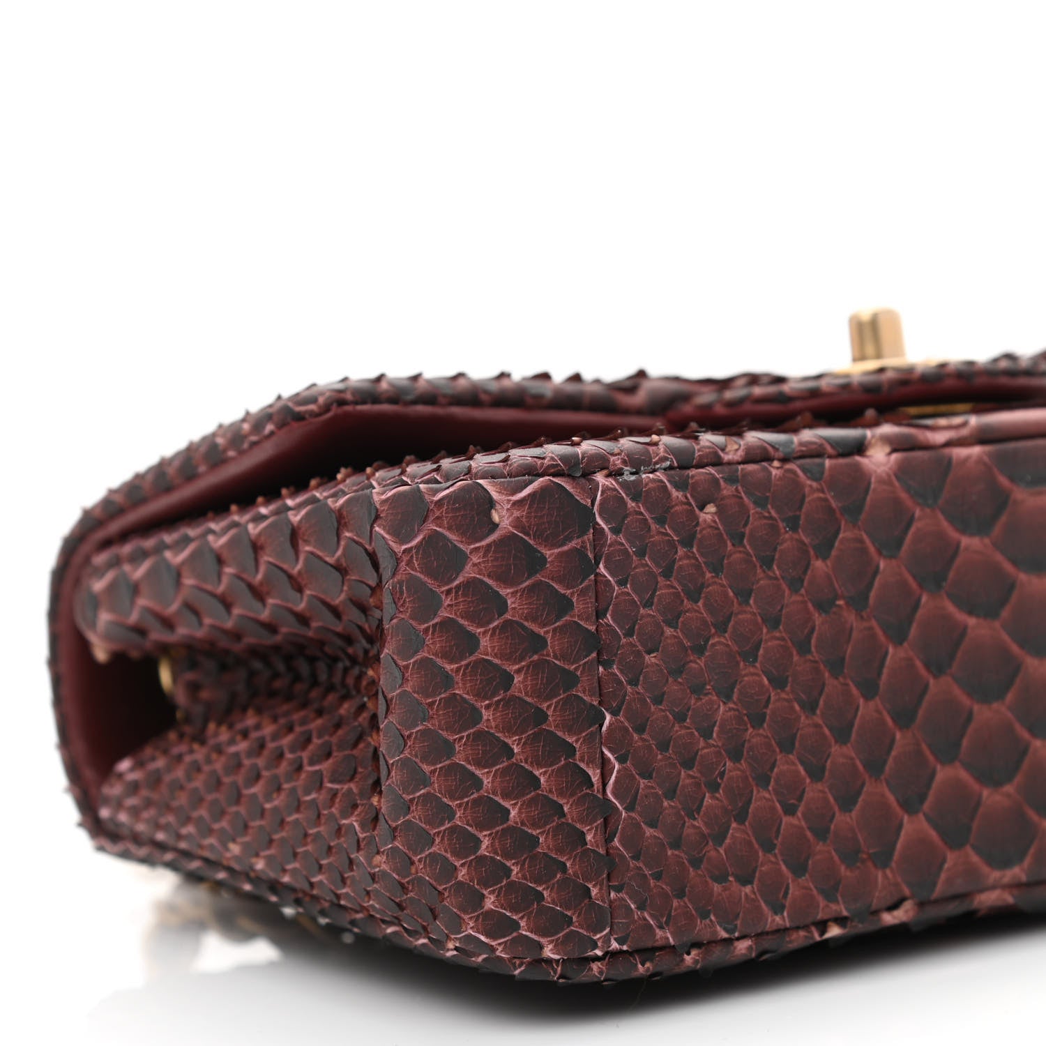 Chanel Snakeskin Mini Rectangular Flap Burgundy 9 of 11
