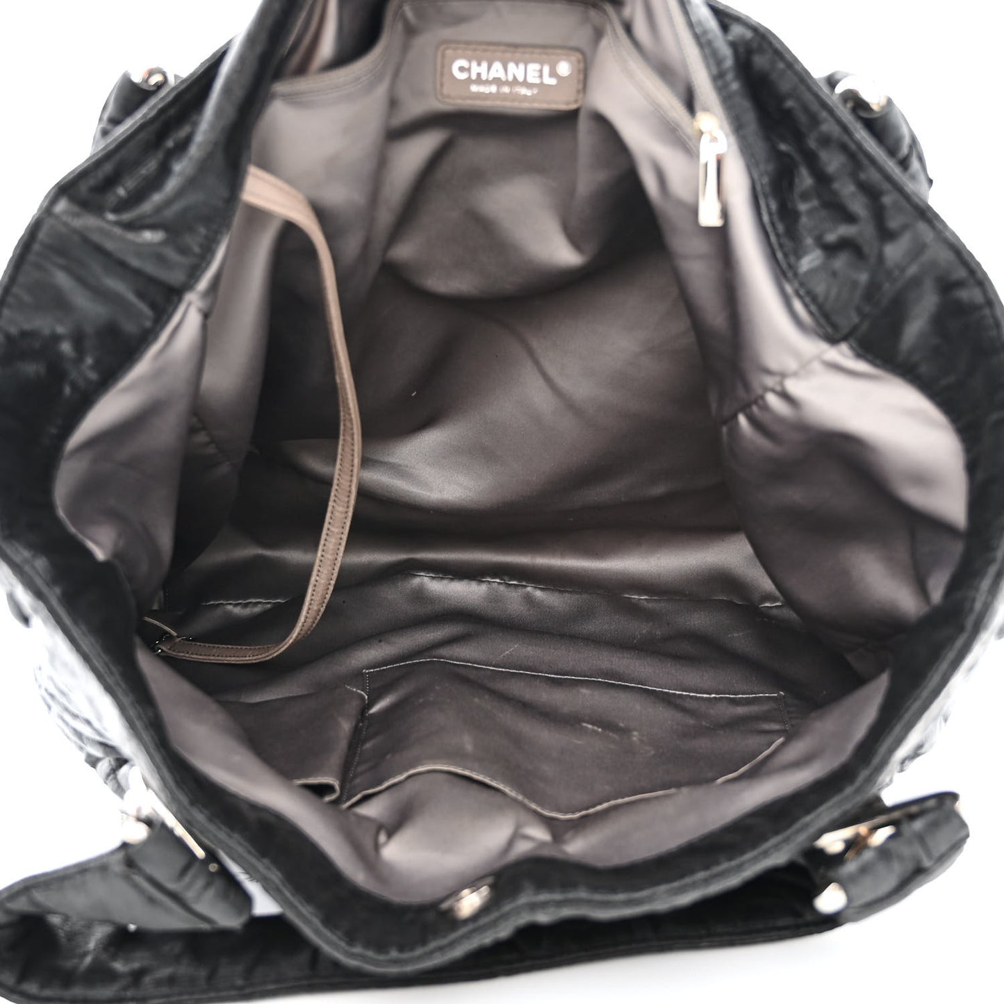 Crinkled Coated Canvas Le Marais Large Tote Black