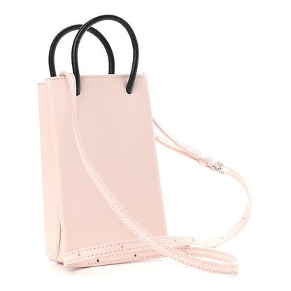 Balenciaga Squared Calfskin Logo Shopping Phone Holder Bag Light Rose 3 of 9