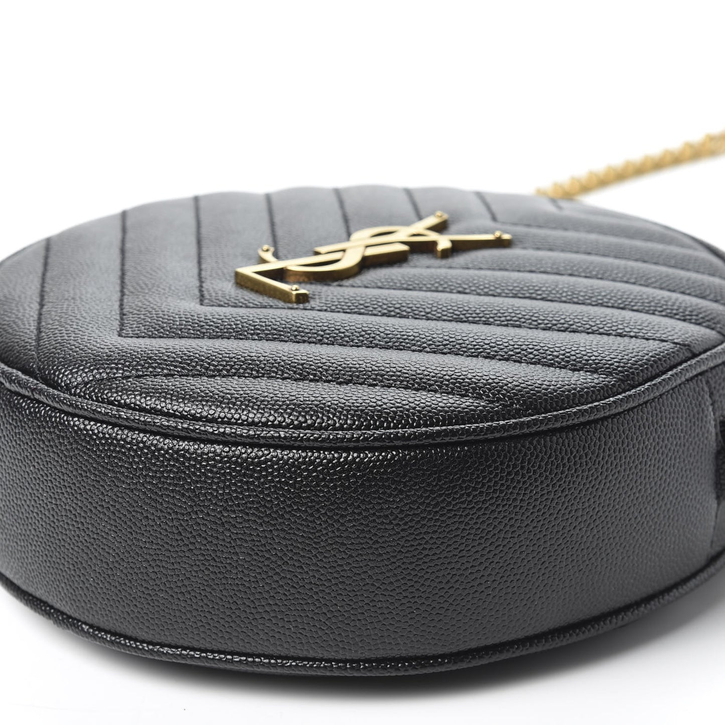 Grain De Poudre Matelasse Chevron Quilted Round Vinyle Camera Bag Black