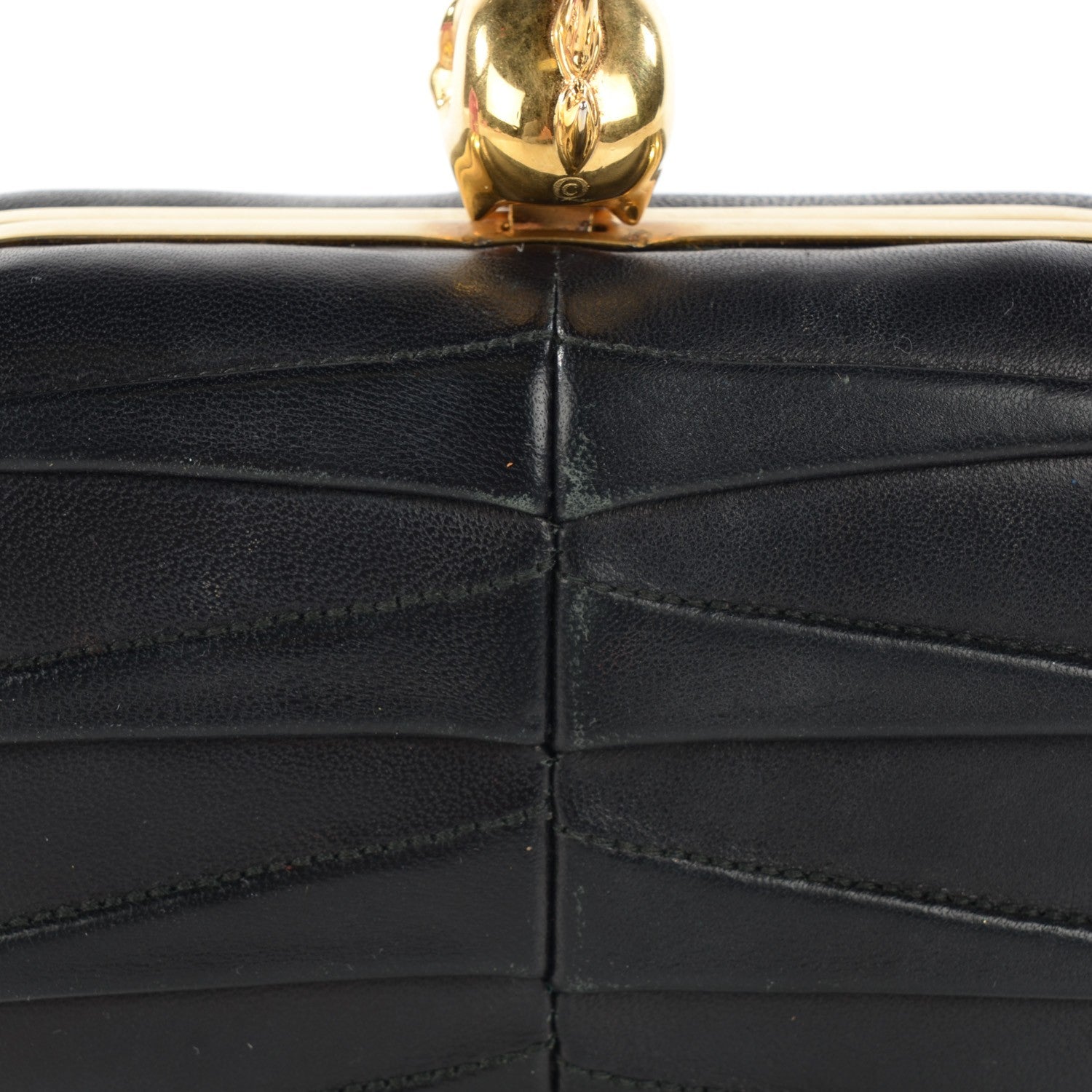 Alexander McQueen Leather Shark Teeth Skull Box Clutch Black 9 of 11