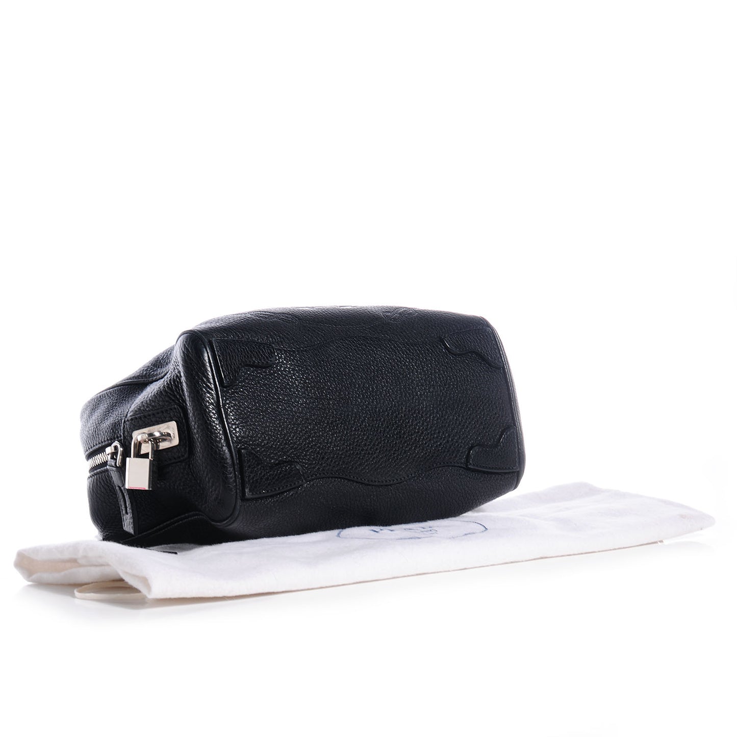 Vitello Daino Print Medium Bauletto Nero Black
