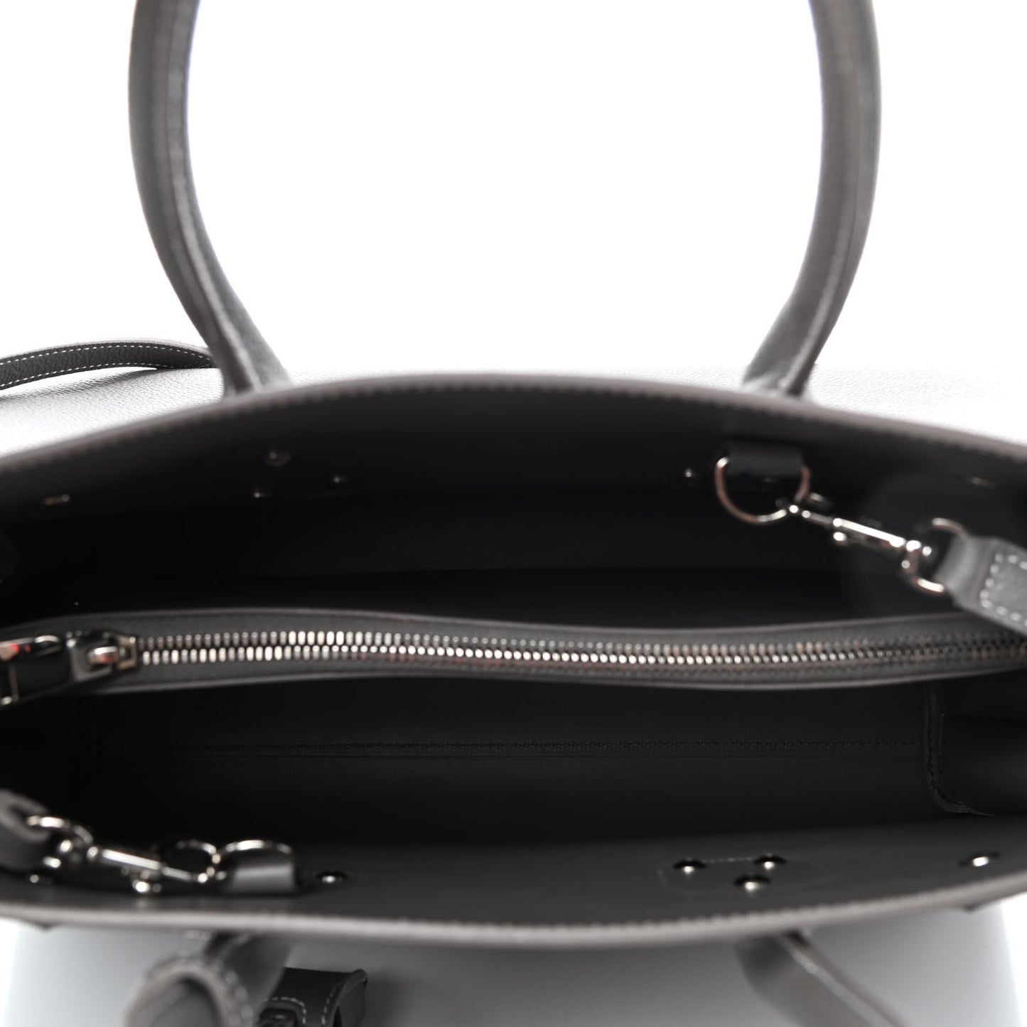 Grained Calfskin Topstitch Small Sac De Jour Grey