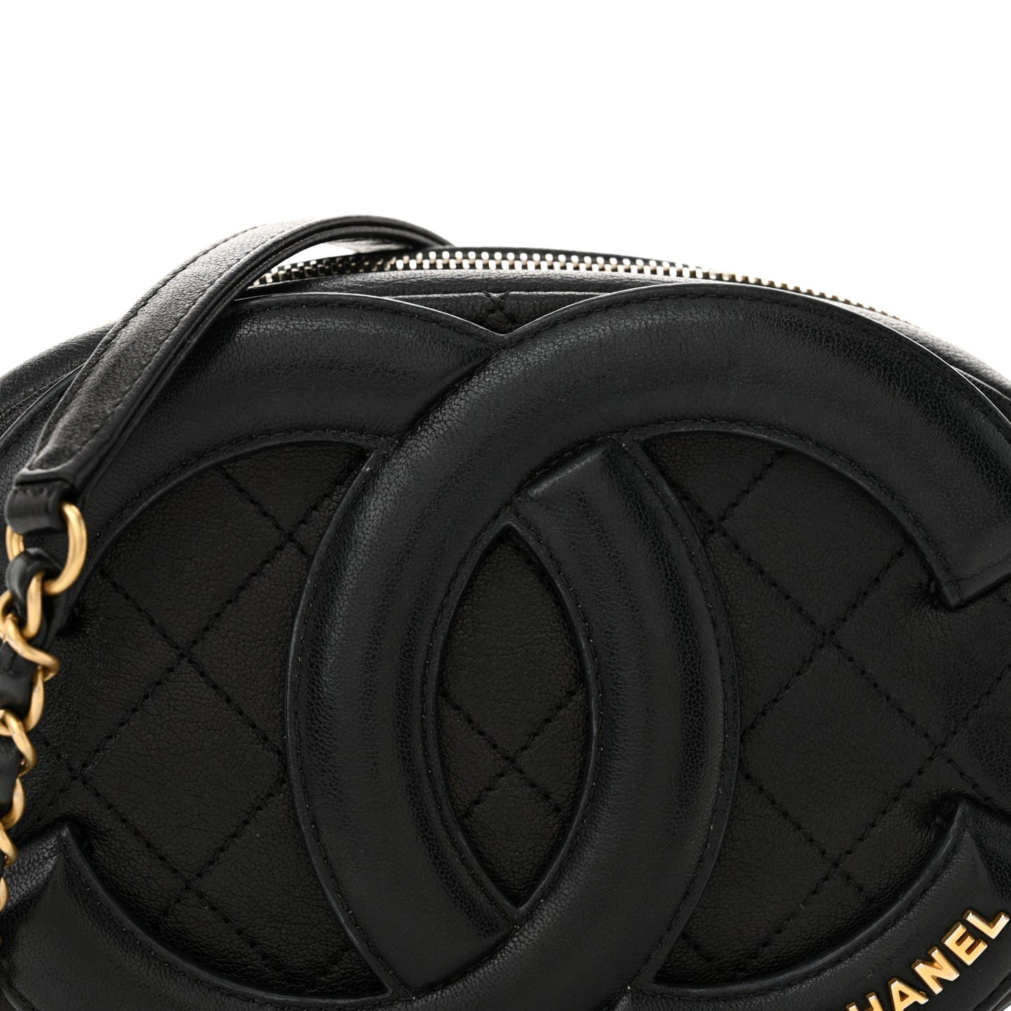 Lambskin Quilted Coco Midnight Camera Case Black