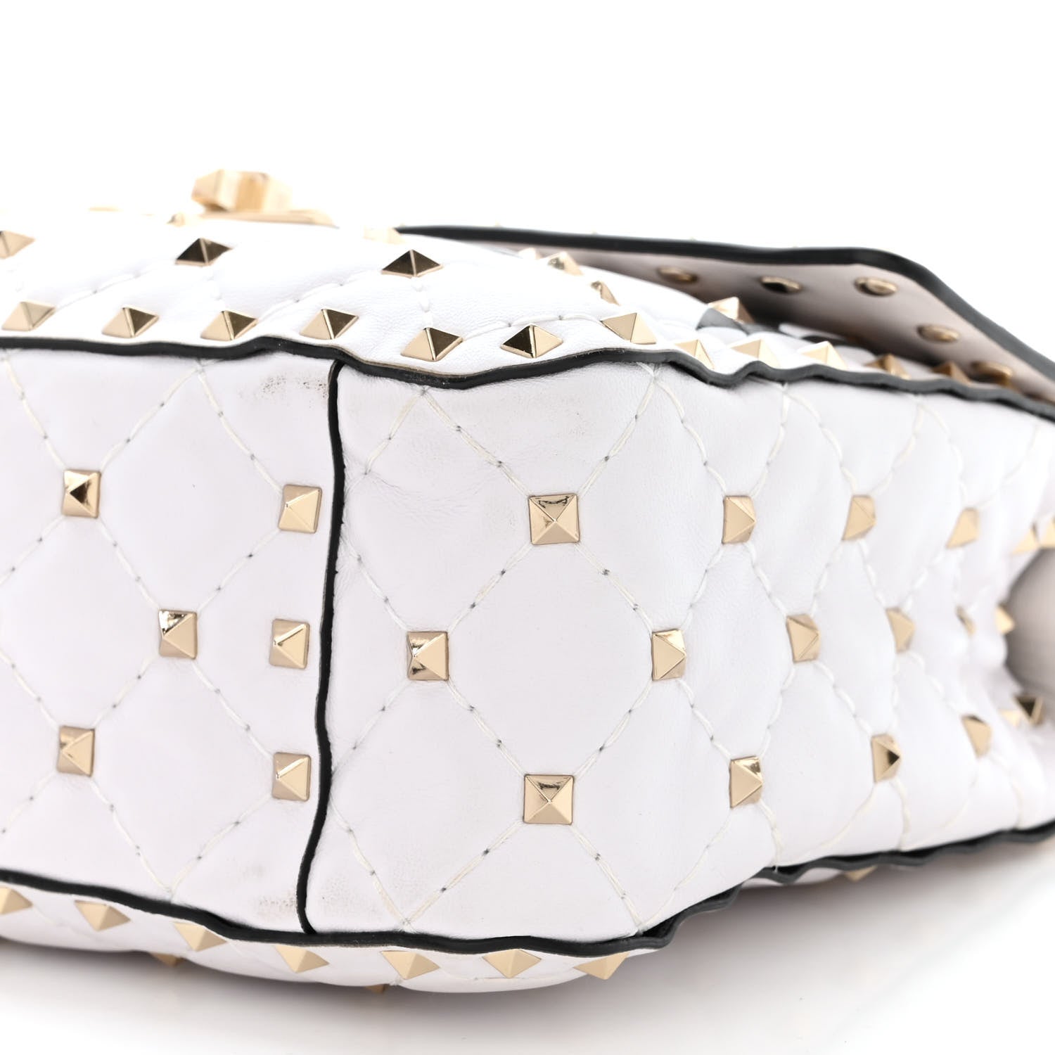 Valentino Garavani Lambskin VLTN Print Medium Rockstud Spike Shoulder Bag Optic White Black 9 of 9