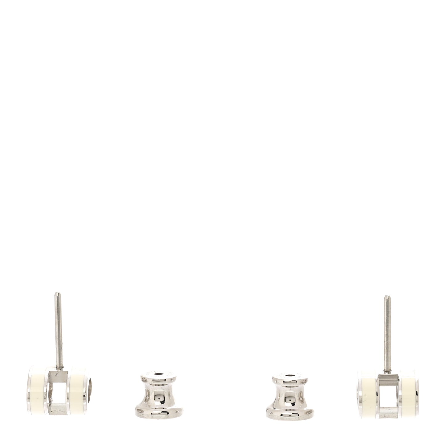 Palladium Lacquered Mini Pop H Earrings White