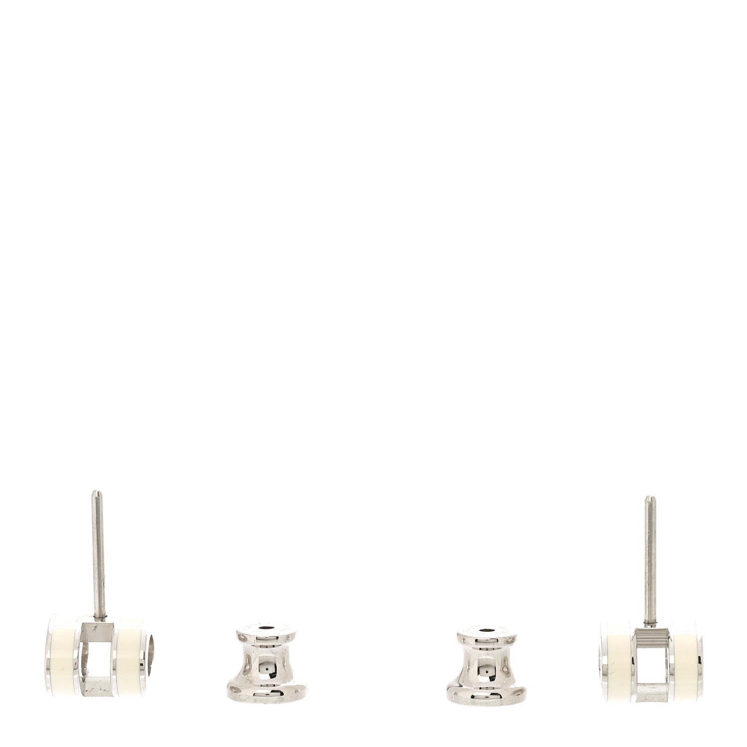 Hermes Palladium Lacquered Mini Pop H Earrings White 3 of 5