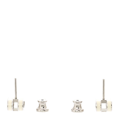 Hermes Palladium Lacquered Mini Pop H Earrings White 3 of 5