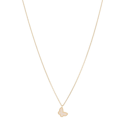 Van Cleef & Arpels 18K Yellow Gold Mother of Pearl Sweet Alhambra Butterfly Pendant Necklace 1 of 5