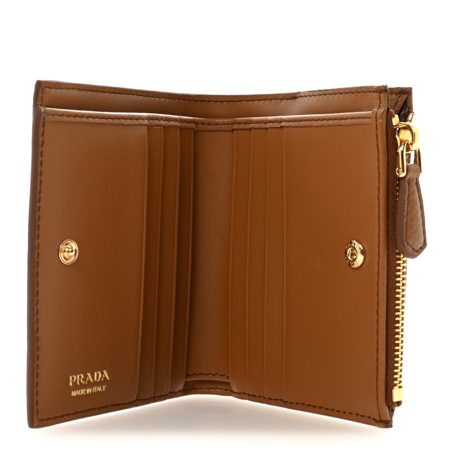 Prada Vitello Daino Triangle Small Wallet Caramel 5 of 7