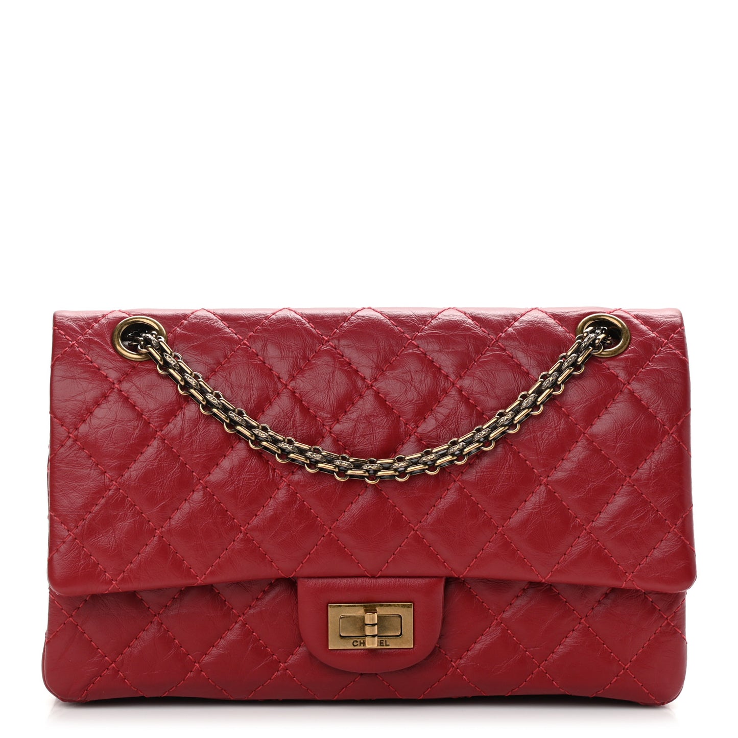 Aged Calfskin Quilted 2.55 Reissue 225 Flap Red