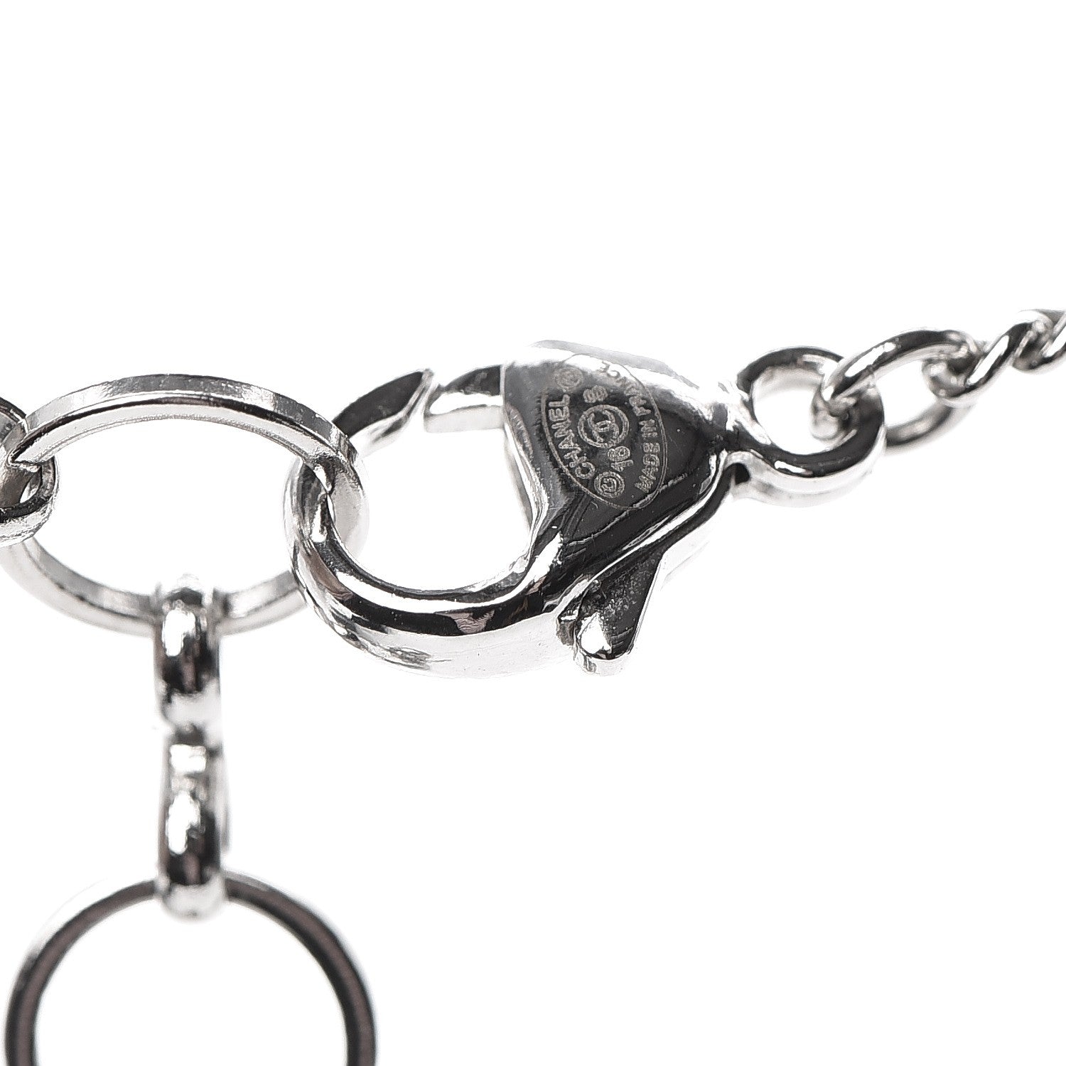 Chanel Resin Pearl Striped Airplane Necklace Black White Multi 5 of 5