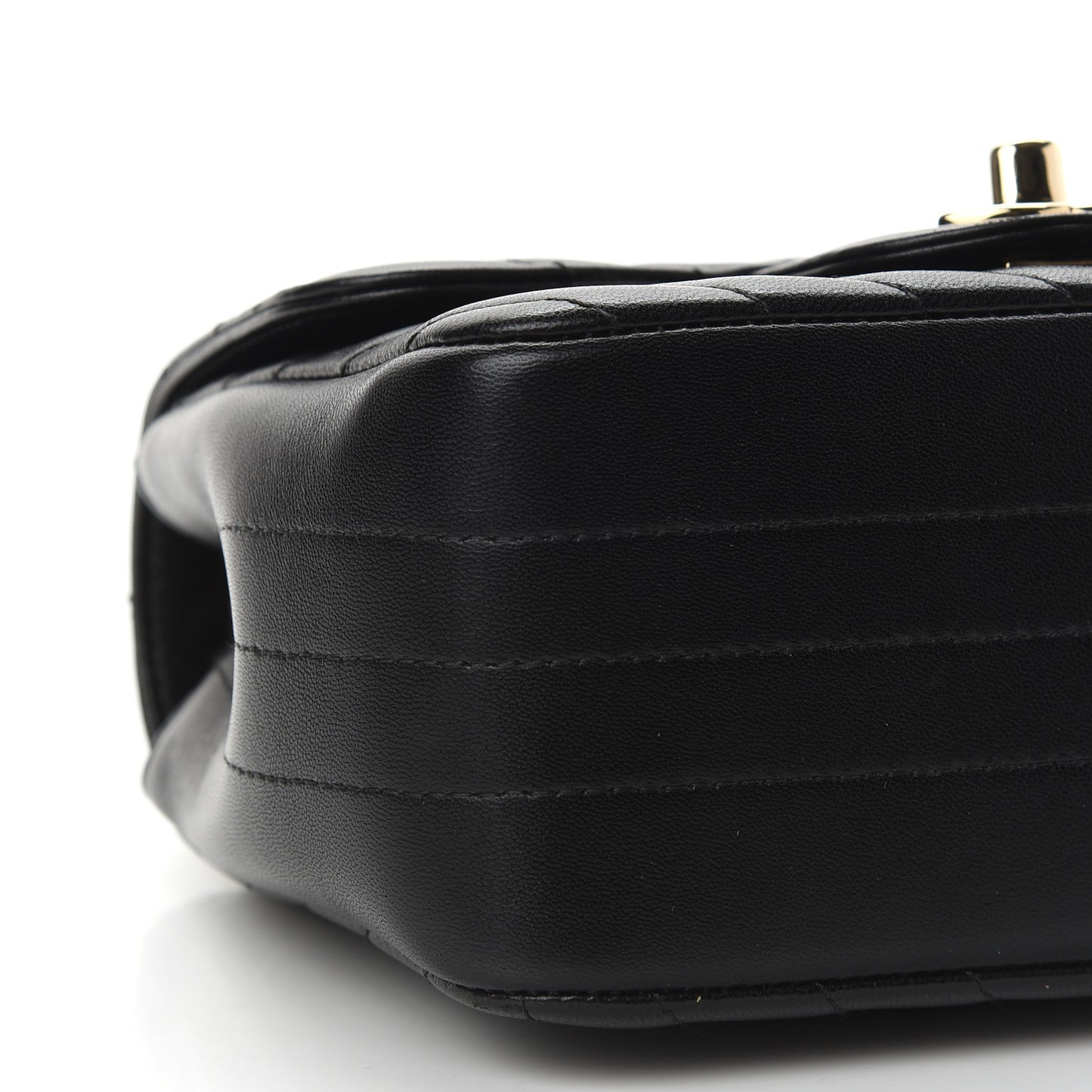 Lambskin Chevron Quilted Mini Square Flap Black