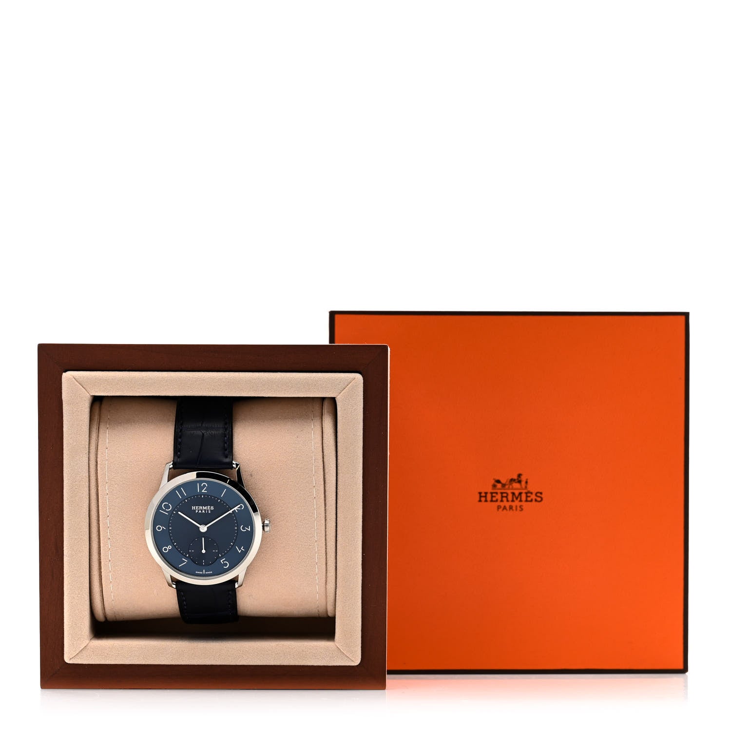 Hermes Stainless Steel Alligator 39.5mm Slim d'Hermes Automatic Watch Bleu Saphir 5 of 5