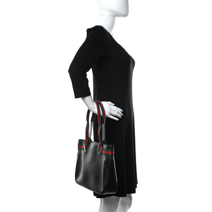 Gucci Calfskin Web Tote Black 2 of 12