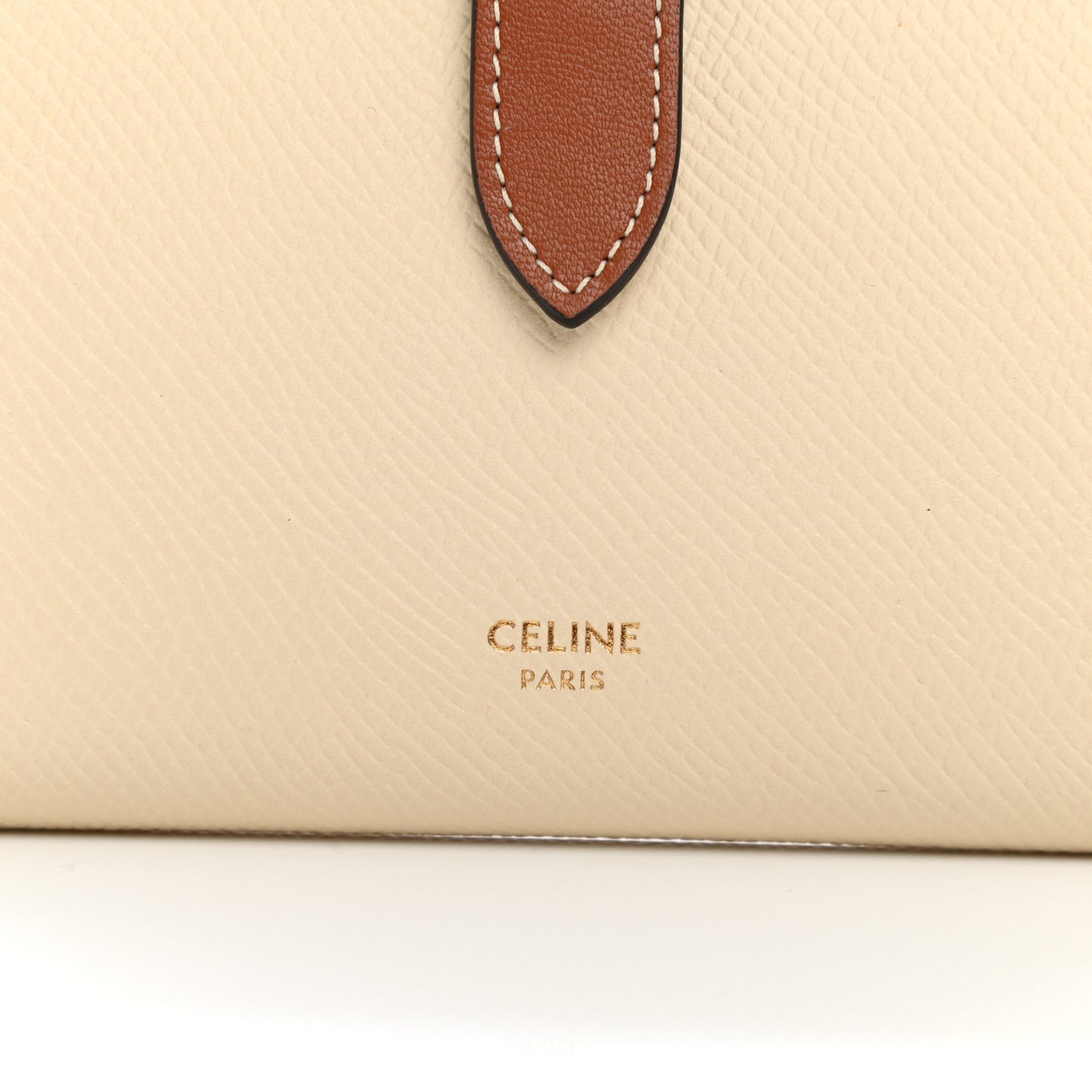 Grained Calfskin Medium Multifunction Strap Wallet Ivory Tan