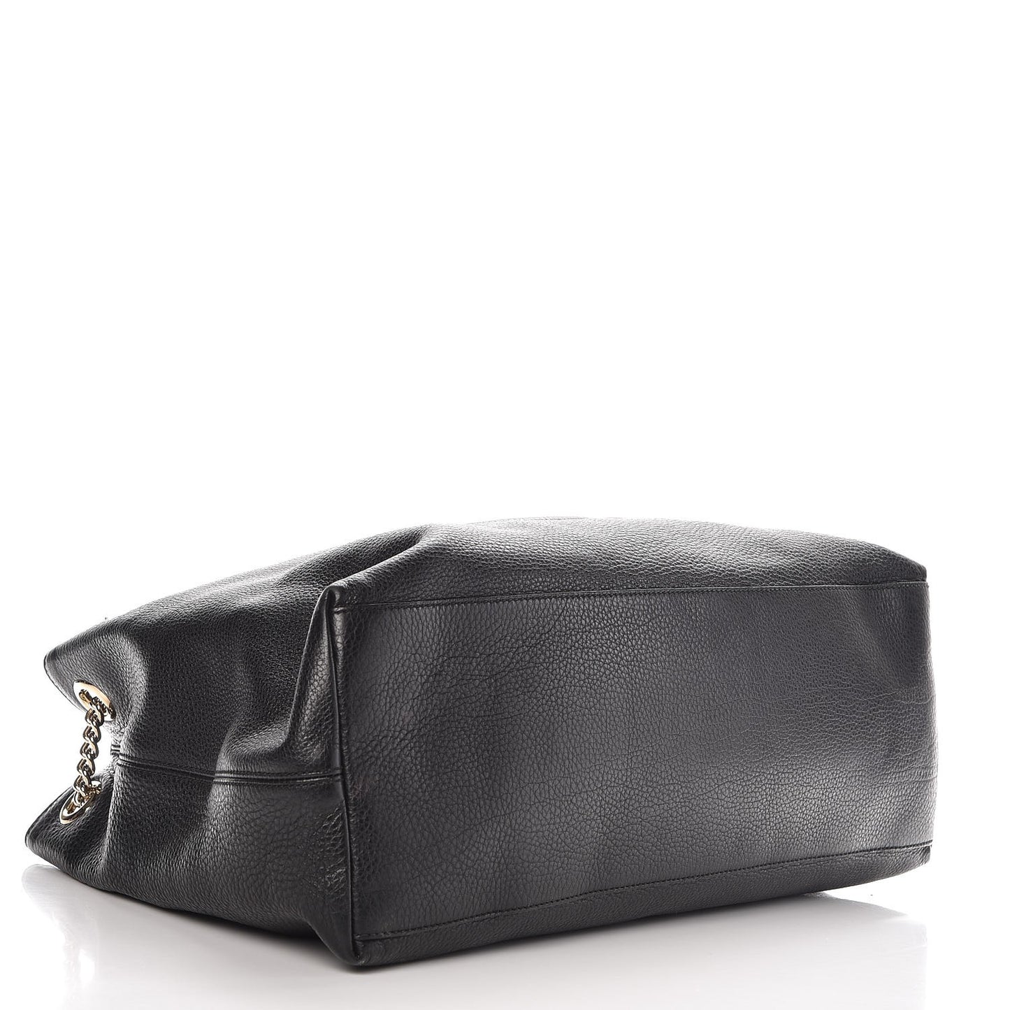 Pebbled Calfskin Large Soho Chain Shoulder Bag Black