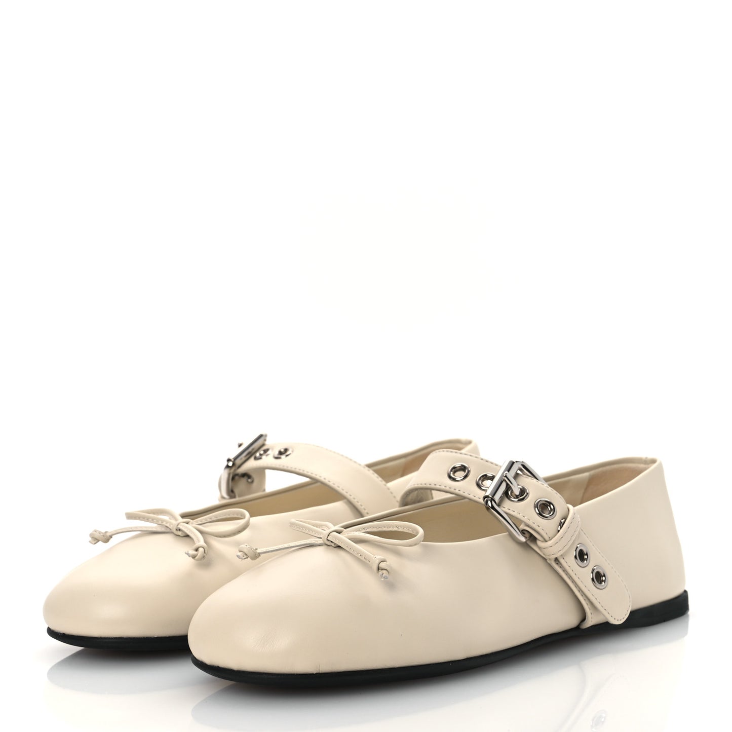 Calfskin Mary Jane Ballerina Flats 36.5 Ivory