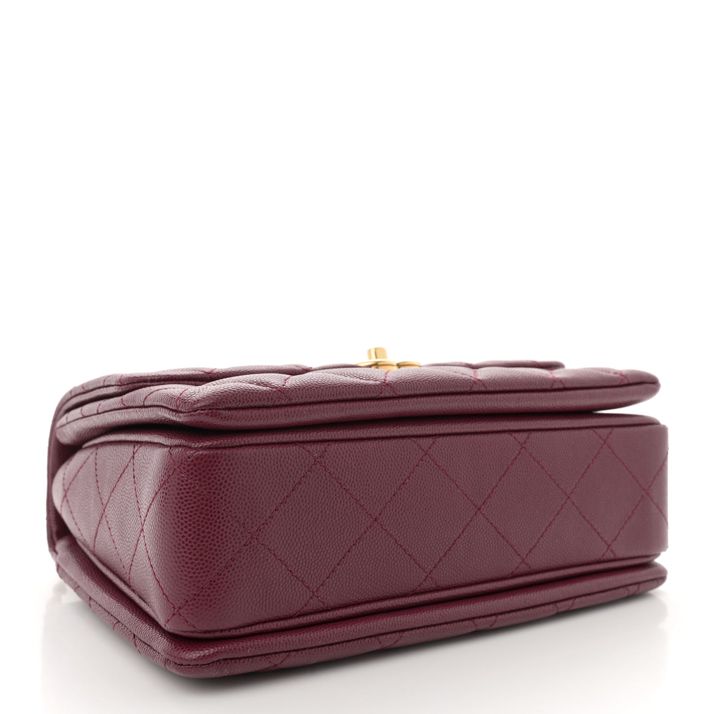 Caviar Quilted Coco First Flap Burgundy