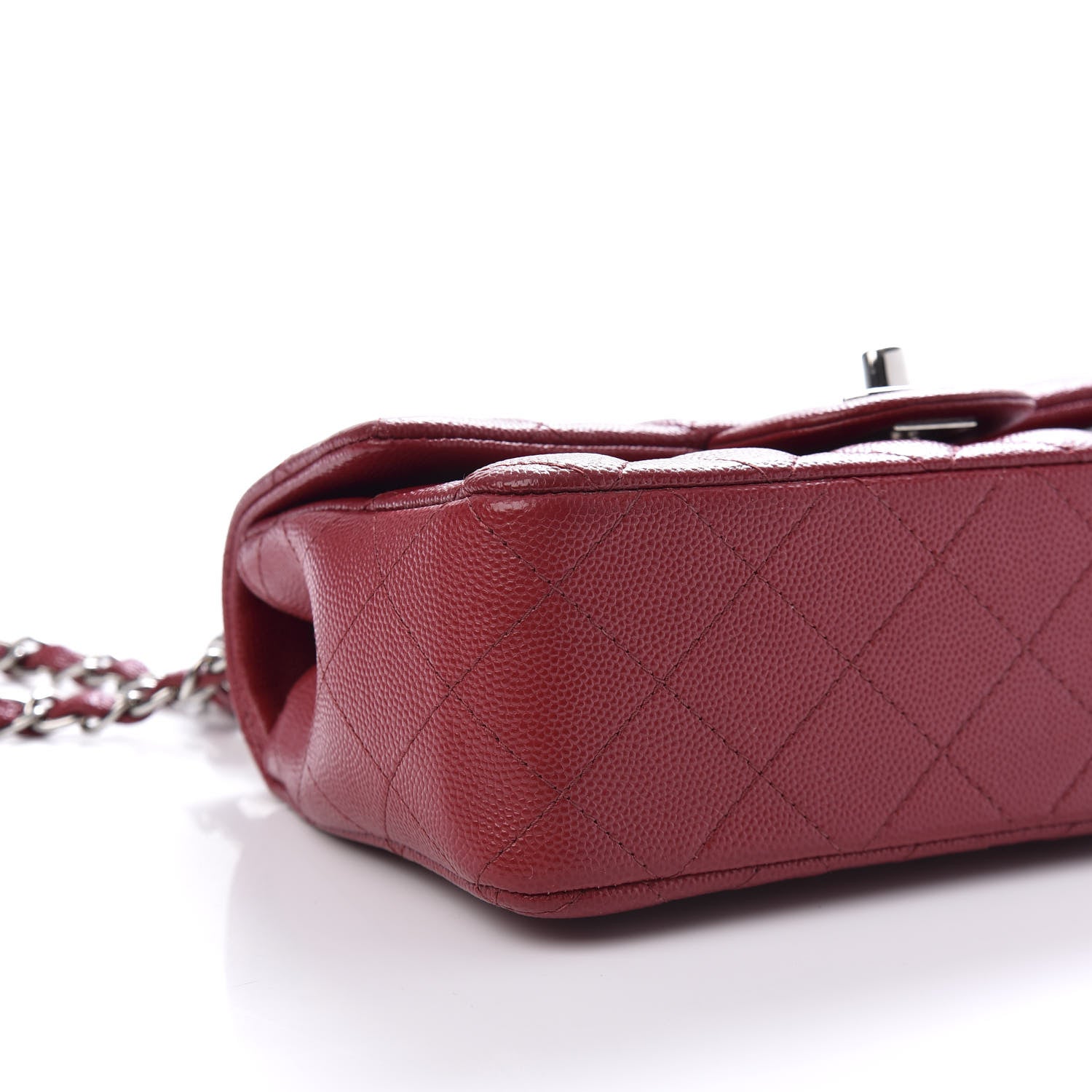 Chanel Caviar Quilted Mini Rectangular Flap Dark Red 6 of 9
