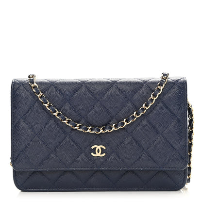 Chanel Caviar Quilted Wallet On Chain WOC Navy Blue 1 of 13