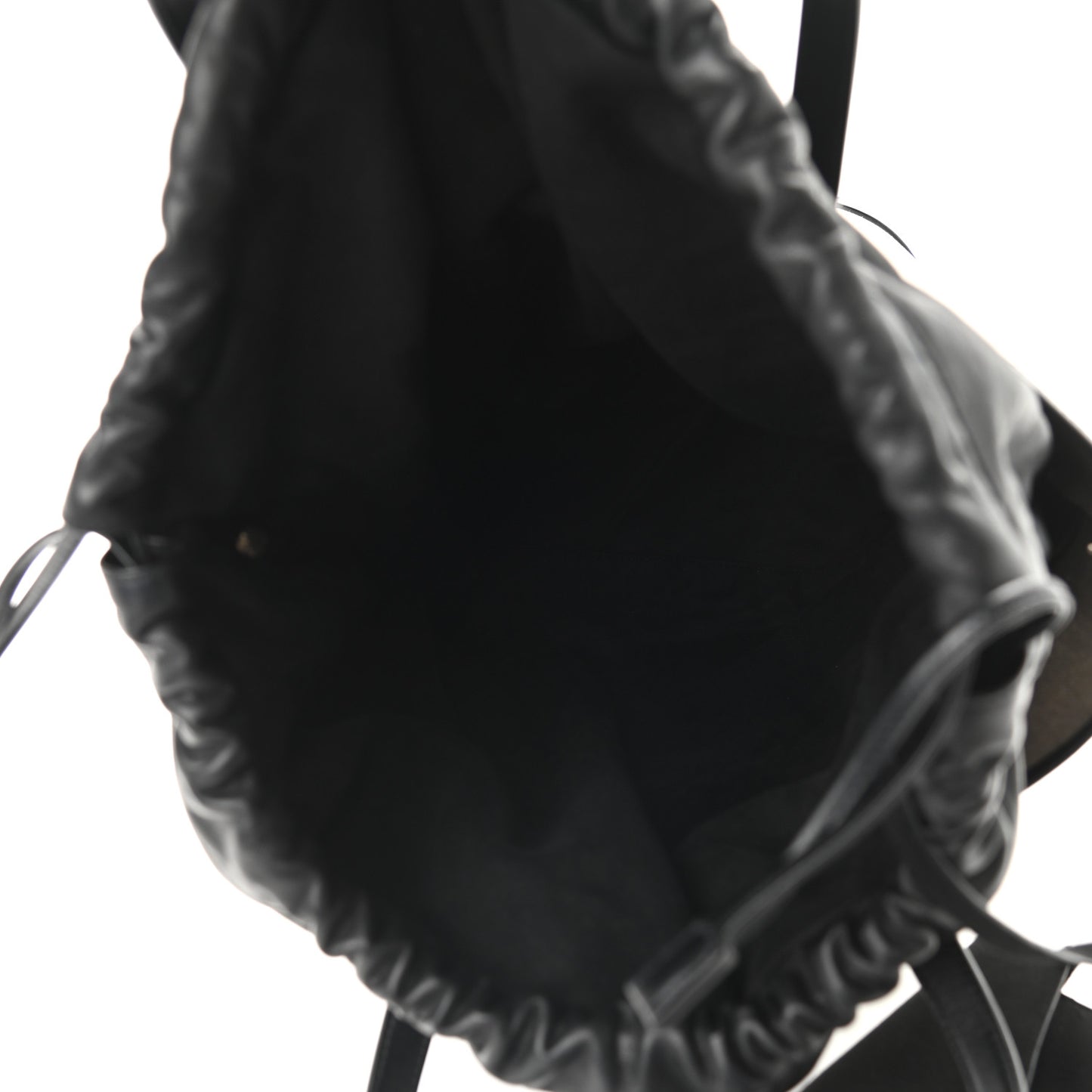 Canvas Calfskin Teddy Drawstring Shopping Tote White Black
