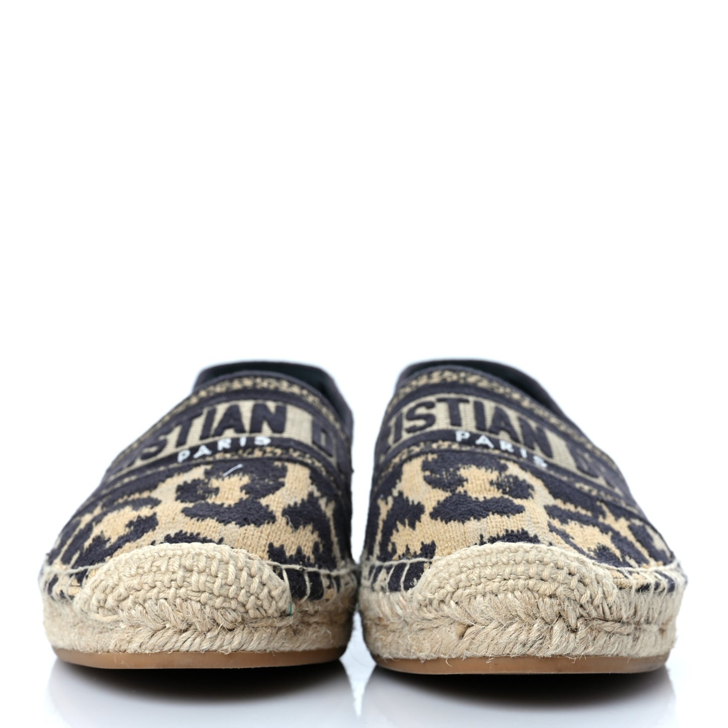 Cotton Embroidered Leopard Print Granville Espadrille 36.5 Natural