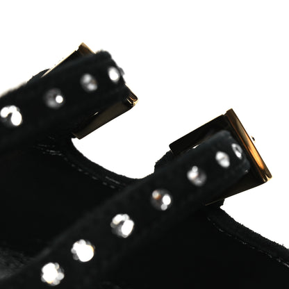 Prada Suede Crystal Studded Ballerina Flats 37 Black 11 of 12