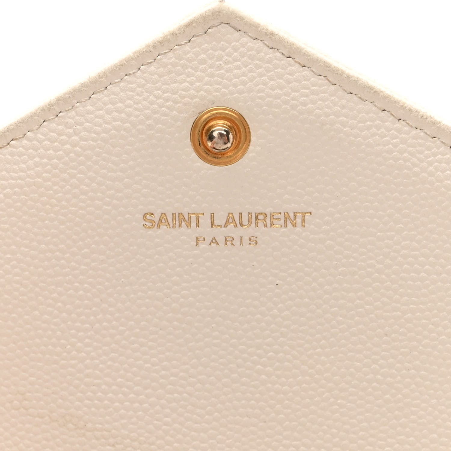 Saint Laurent Grain De Poudre Matelasse Chevron Monogram Chain Wallet White 6 of 18