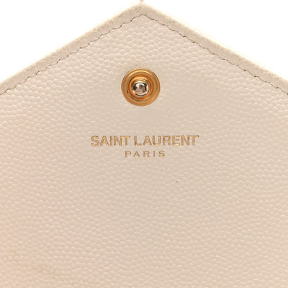 Saint Laurent Grain De Poudre Matelasse Chevron Monogram Chain Wallet White 6 of 18