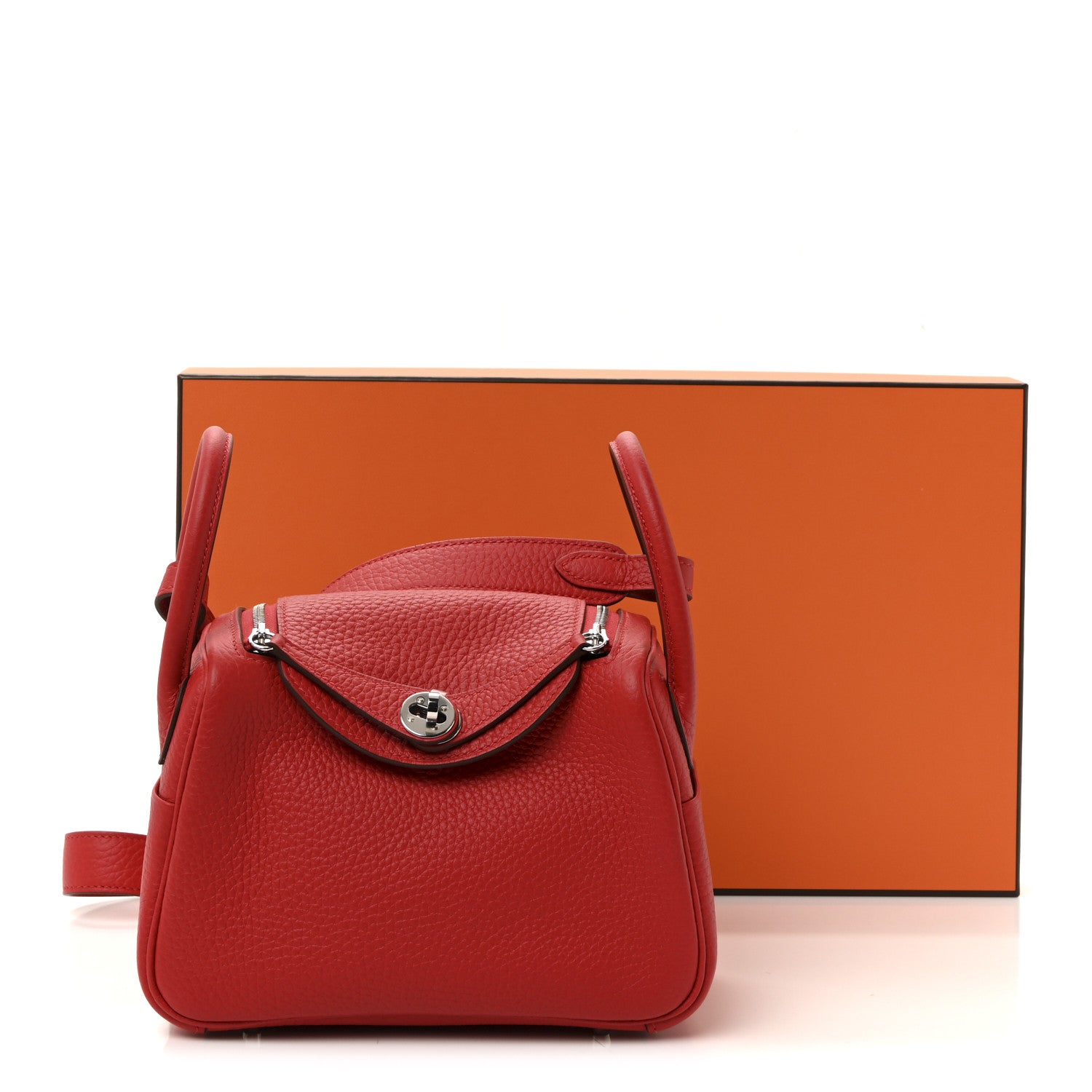 Hermes Taurillon Clemence Mini Lindy 20 Rouge Radieux 1809551 Hermes Taurillon Clemence Mini Lindy 20 Rouge Radieux 1809551