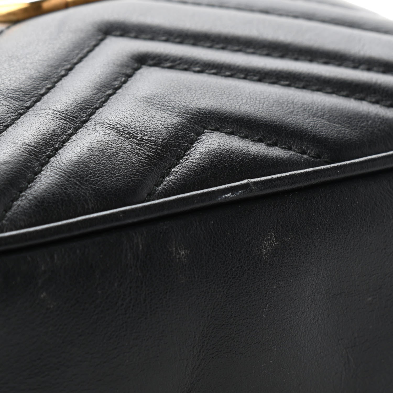 Gucci Calfskin Matelasse Mini GG Marmont Chain Shoulder Bag Black 6 of 10
