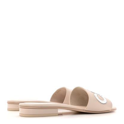 Chanel Calfskin Patent Calfskin Logo Mules 39 Beige 4 of 11