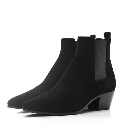 Saint Laurent Suede Chelsea Boots 37.5 Black 3 of 8