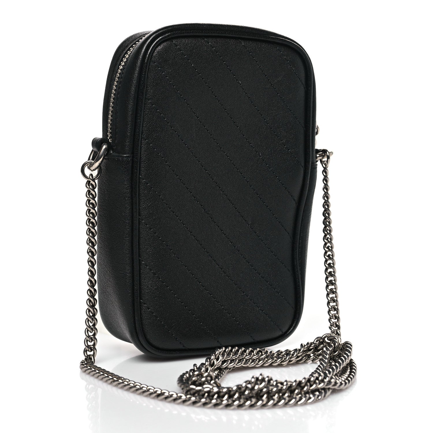 Gucci Sakai Be Green Calfskin Diagonal Stitched Mini Blondie Vertical Shoulder Bag Black 3 of 10